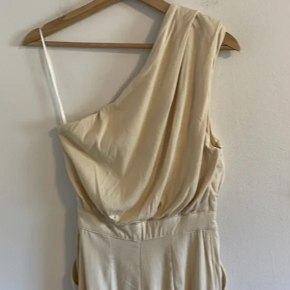 Free People Avery Jumpsuit Women’s‎ Size 0 One Shoulder Boho Cream Washed Out - Picture 10 of 13